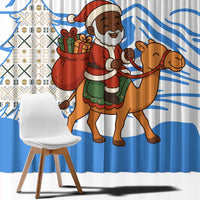 Somalia Christmas Window Curtain with Santa on Camel Christmas Tree Ornaments Candy Canes and Snowflake - Wonder Print Shop