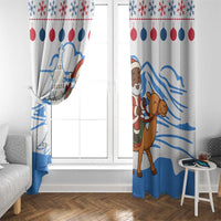 Somalia Christmas Window Curtain with Santa on Camel Christmas Tree Ornaments Candy Canes and Snowflake - Wonder Print Shop