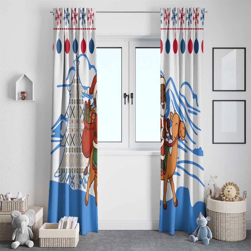 Somalia Christmas Window Curtain with Santa on Camel Christmas Tree Ornaments Candy Canes and Snowflake - Wonder Print Shop