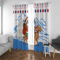 Somalia Christmas Window Curtain with Santa on Camel Christmas Tree Ornaments Candy Canes and Snowflake - Wonder Print Shop