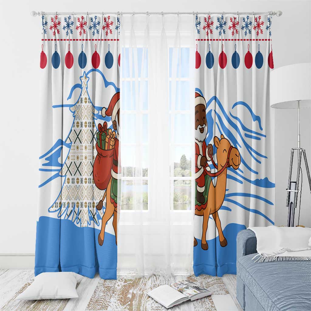 Somalia Christmas Window Curtain with Santa on Camel Christmas Tree Ornaments Candy Canes and Snowflake - Wonder Print Shop