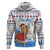 Somalia Christmas Zip Hoodie with Santa on Camel Christmas Tree Ornaments Candy Canes and Snowflake - Wonder Print Shop