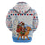 Somalia Christmas Zip Hoodie with Santa on Camel Christmas Tree Ornaments Candy Canes and Snowflake - Wonder Print Shop