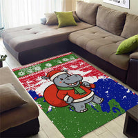 Gambia Christmas Area Rug with Santa Hippo National Coat of Arms Snowflakes and Festive Holiday - Wonder Print Shop