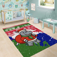 Gambia Christmas Area Rug with Santa Hippo National Coat of Arms Snowflakes and Festive Holiday - Wonder Print Shop