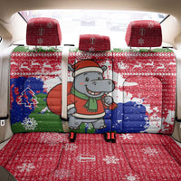 Gambia Christmas Back Car Seat Cover with Santa Hippo National Coat of Arms Snowflakes and Festive Holiday - Wonder Print Shop