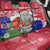 Gambia Christmas Back Car Seat Cover with Santa Hippo National Coat of Arms Snowflakes and Festive Holiday - Wonder Print Shop