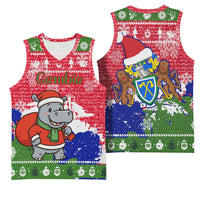 Gambia Christmas Basketball Jersey with Santa Hippo National Coat of Arms Snowflakes and Festive Holiday - Wonder Print Shop