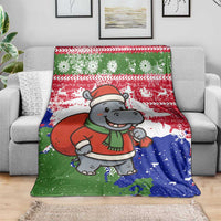 Gambia Christmas Blanket with Santa Hippo National Coat of Arms Snowflakes and Festive Holiday - Wonder Print Shop