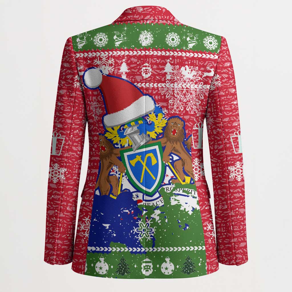 Gambia Christmas Blazer with Santa Hippo National Coat of Arms Snowflakes and Festive Holiday - Wonder Print Shop
