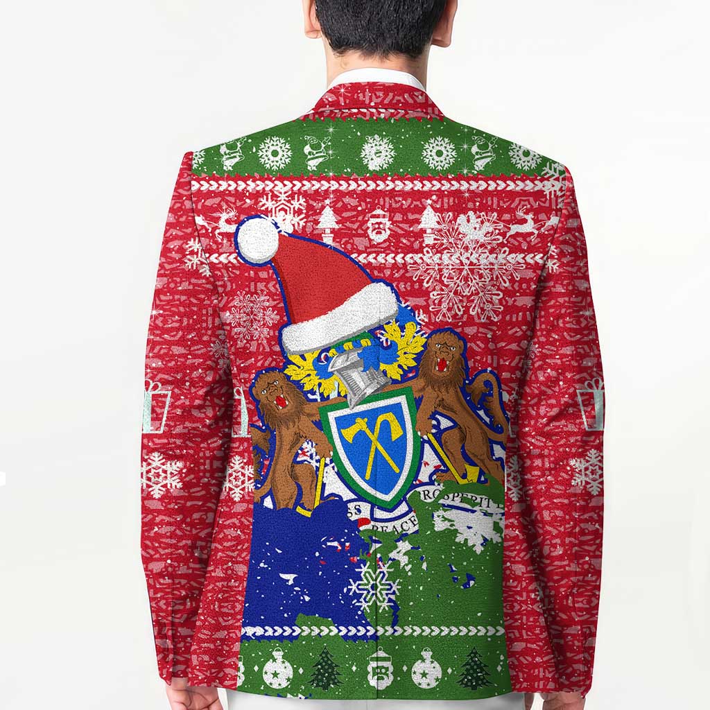 Gambia Christmas Blazer with Santa Hippo National Coat of Arms Snowflakes and Festive Holiday - Wonder Print Shop
