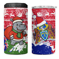 Gambia Christmas 4 in 1 Can Cooler Tumbler with Santa Hippo National Coat of Arms Snowflakes and Festive Holiday - Wonder Print Shop