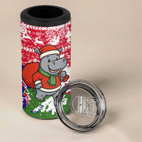 Gambia Christmas 4 in 1 Can Cooler Tumbler with Santa Hippo National Coat of Arms Snowflakes and Festive Holiday - Wonder Print Shop