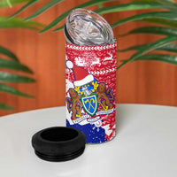 Gambia Christmas 4 in 1 Can Cooler Tumbler with Santa Hippo National Coat of Arms Snowflakes and Festive Holiday - Wonder Print Shop