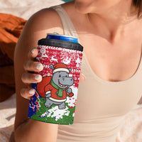 Gambia Christmas 4 in 1 Can Cooler Tumbler with Santa Hippo National Coat of Arms Snowflakes and Festive Holiday - Wonder Print Shop