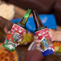 Gambia Christmas 4 in 1 Can Cooler Tumbler with Santa Hippo National Coat of Arms Snowflakes and Festive Holiday - Wonder Print Shop