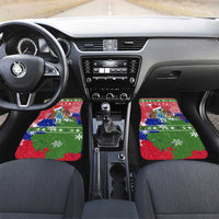 Gambia Christmas Car Mats with Santa Hippo National Coat of Arms Snowflakes and Festive Holiday - Wonder Print Shop