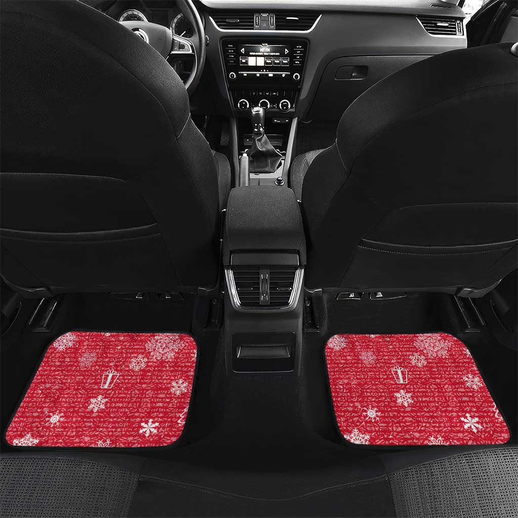 Gambia Christmas Car Mats with Santa Hippo National Coat of Arms Snowflakes and Festive Holiday - Wonder Print Shop