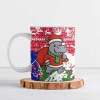 Gambia Christmas Ceramic Mug with Santa Hippo National Coat of Arms Snowflakes and Festive Holiday - Wonder Print Shop
