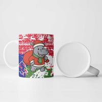 Gambia Christmas Ceramic Mug with Santa Hippo National Coat of Arms Snowflakes and Festive Holiday - Wonder Print Shop