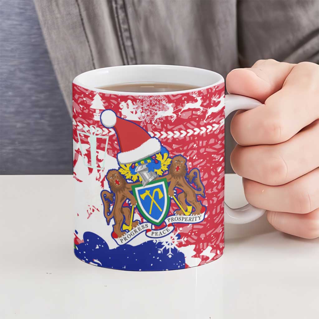 Gambia Christmas Ceramic Mug with Santa Hippo National Coat of Arms Snowflakes and Festive Holiday - Wonder Print Shop