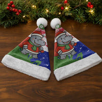 Gambia Christmas Santa Hat with Santa Hippo National Coat of Arms Snowflakes and Festive Holiday - Wonder Print Shop