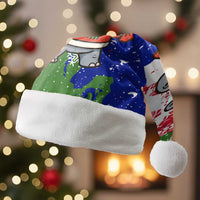 Gambia Christmas Santa Hat with Santa Hippo National Coat of Arms Snowflakes and Festive Holiday - Wonder Print Shop