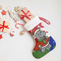 Gambia Christmas Stocking with Santa Hippo National Coat of Arms Snowflakes and Festive Holiday - Wonder Print Shop