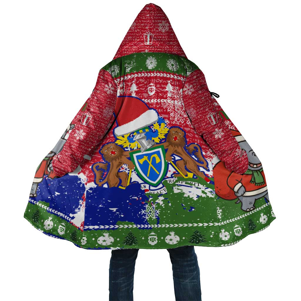 Gambia Christmas Cloak with Santa Hippo National Coat of Arms Snowflakes and Festive Holiday - Wonder Print Shop