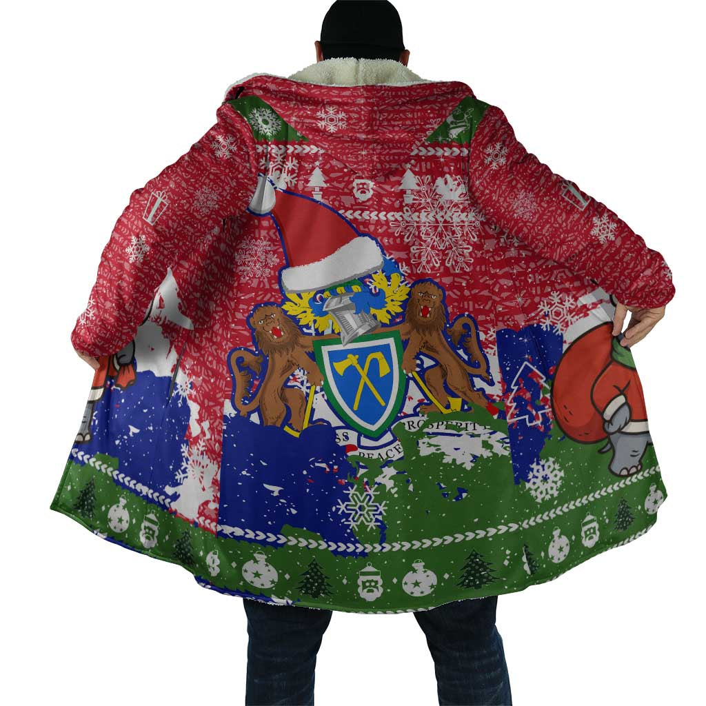 Gambia Christmas Cloak with Santa Hippo National Coat of Arms Snowflakes and Festive Holiday - Wonder Print Shop