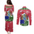 Gambia Christmas Couples Matching Puletasi and Long Sleeve Button Shirt with Santa Hippo National Coat of Arms Snowflakes and Festive Holiday - Wonder Print Shop