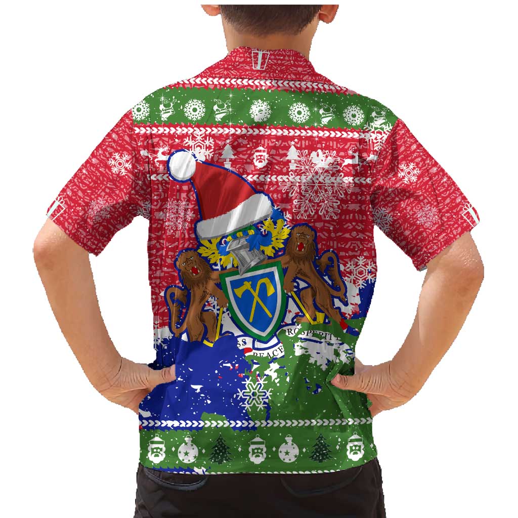 Gambia Christmas Family Matching Mermaid Dress and Hawaiian Shirt with Santa Hippo National Coat of Arms Snowflakes and Festive Holiday - Wonder Print Shop