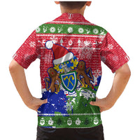 Gambia Christmas Family Matching Mermaid Dress and Hawaiian Shirt with Santa Hippo National Coat of Arms Snowflakes and Festive Holiday - Wonder Print Shop
