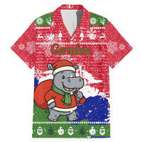 Gambia Christmas Family Matching Mermaid Dress and Hawaiian Shirt with Santa Hippo National Coat of Arms Snowflakes and Festive Holiday - Wonder Print Shop