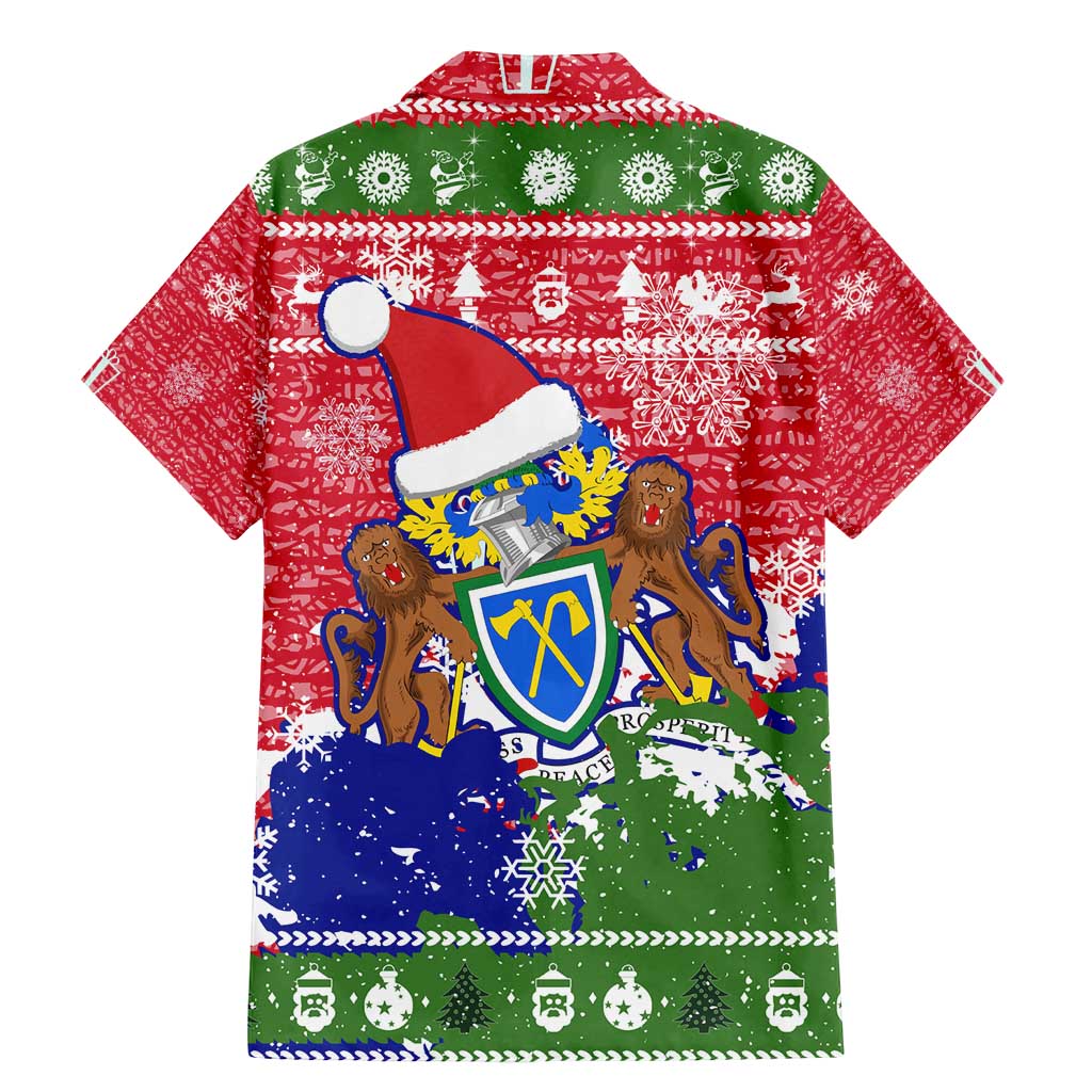Gambia Christmas Family Matching Mermaid Dress and Hawaiian Shirt with Santa Hippo National Coat of Arms Snowflakes and Festive Holiday - Wonder Print Shop