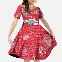 Gambia Christmas Family Matching Off The Shoulder Long Sleeve Dress and Hawaiian Shirt with Santa Hippo National Coat of Arms Snowflakes and Festive Holiday - Wonder Print Shop