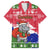 Gambia Christmas Family Matching Off The Shoulder Long Sleeve Dress and Hawaiian Shirt with Santa Hippo National Coat of Arms Snowflakes and Festive Holiday - Wonder Print Shop