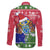 Gambia Christmas Family Matching Off The Shoulder Long Sleeve Dress and Hawaiian Shirt with Santa Hippo National Coat of Arms Snowflakes and Festive Holiday - Wonder Print Shop