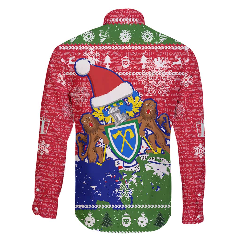 Gambia Christmas Family Matching Off Shoulder Short Dress and Hawaiian Shirt with Santa Hippo National Coat of Arms Snowflakes and Festive Holiday - Wonder Print Shop