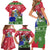 Gambia Christmas Family Matching Short Sleeve Bodycon Dress and Hawaiian Shirt with Santa Hippo National Coat of Arms Snowflakes and Festive Holiday - Wonder Print Shop