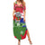 Gambia Christmas Family Matching Summer Maxi Dress and Hawaiian Shirt with Santa Hippo National Coat of Arms Snowflakes and Festive Holiday - Wonder Print Shop