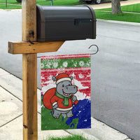 Gambia Christmas Garden Flag with Santa Hippo National Coat of Arms Snowflakes and Festive Holiday - Wonder Print Shop