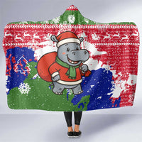 Gambia Christmas Hooded Blanket with Santa Hippo National Coat of Arms Snowflakes and Festive Holiday - Wonder Print Shop