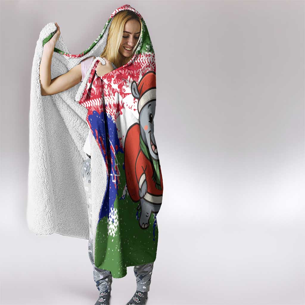 Gambia Christmas Hooded Blanket with Santa Hippo National Coat of Arms Snowflakes and Festive Holiday - Wonder Print Shop