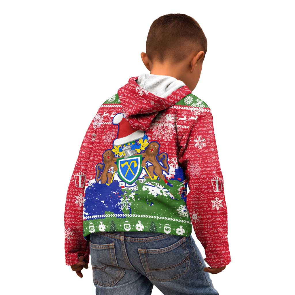 Gambia Christmas Kid Hoodie with Santa Hippo National Coat of Arms Snowflakes and Festive Holiday - Wonder Print Shop