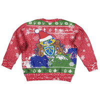 Gambia Christmas Kid Ugly Christmas Sweater with Santa Hippo National Coat of Arms Snowflakes and Festive Holiday - Wonder Print Shop
