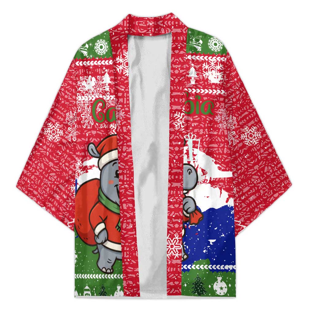 Gambia Christmas Kimono with Santa Hippo National Coat of Arms Snowflakes and Festive Holiday - Wonder Print Shop