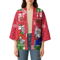 Gambia Christmas Kimono with Santa Hippo National Coat of Arms Snowflakes and Festive Holiday - Wonder Print Shop