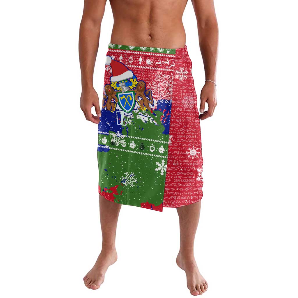 Gambia Christmas Lavalava with Santa Hippo National Coat of Arms Snowflakes and Festive Holiday - Wonder Print Shop