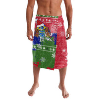 Gambia Christmas Lavalava with Santa Hippo National Coat of Arms Snowflakes and Festive Holiday - Wonder Print Shop